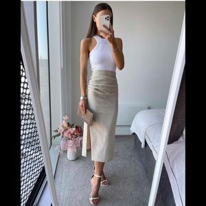 Zara draped linen blend skirt
